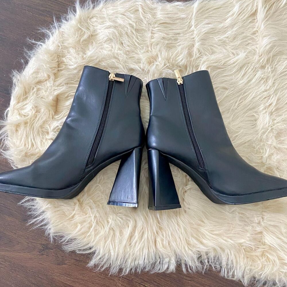 NY & Company New Yolana Triangle Heel Square Toe Platform High Heel Ankle Boots - Picture 4 of 6